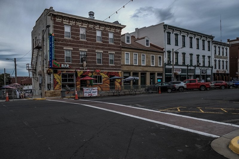 gloomy day in waterloo illinois with views of historic buildings