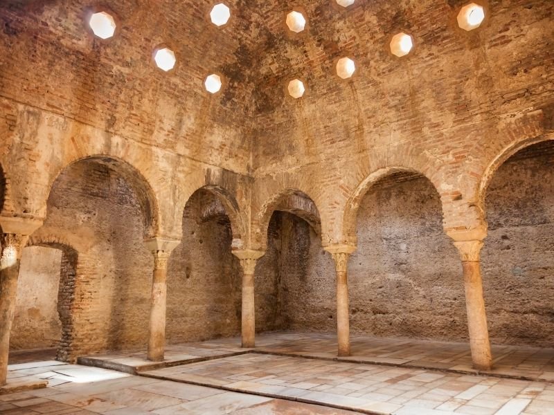 the interior of el banuelo a historic bathhouse in granada