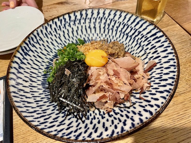 soba noodle bowl at zigu before mixing together