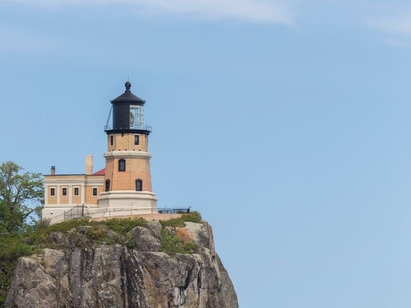 The split rock lighthouse on a cliff edge near Two Harbors
