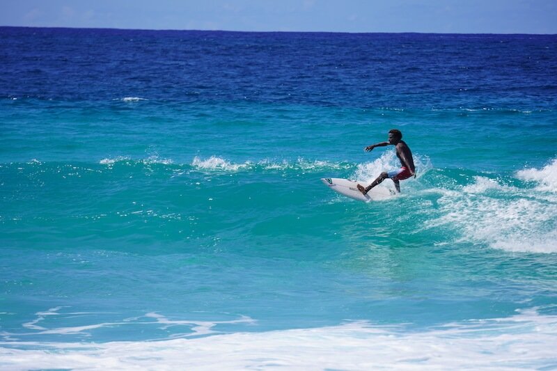 surfer at the north shore of oahu