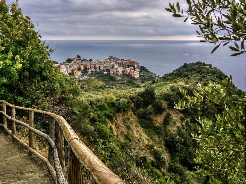 Hiking trail leading to one of the cute towns of CInque Terre at the end of the trail