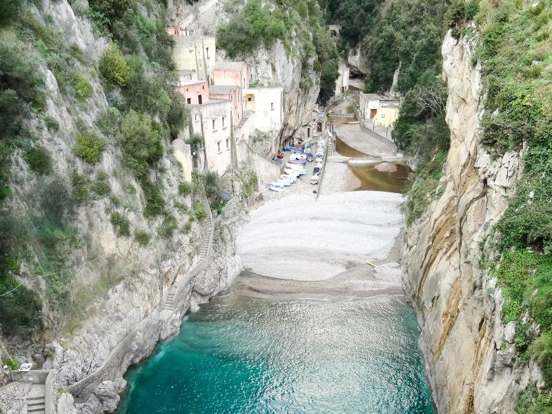the 'fjord' of furore italy on the amalfi coast, a town without a center
