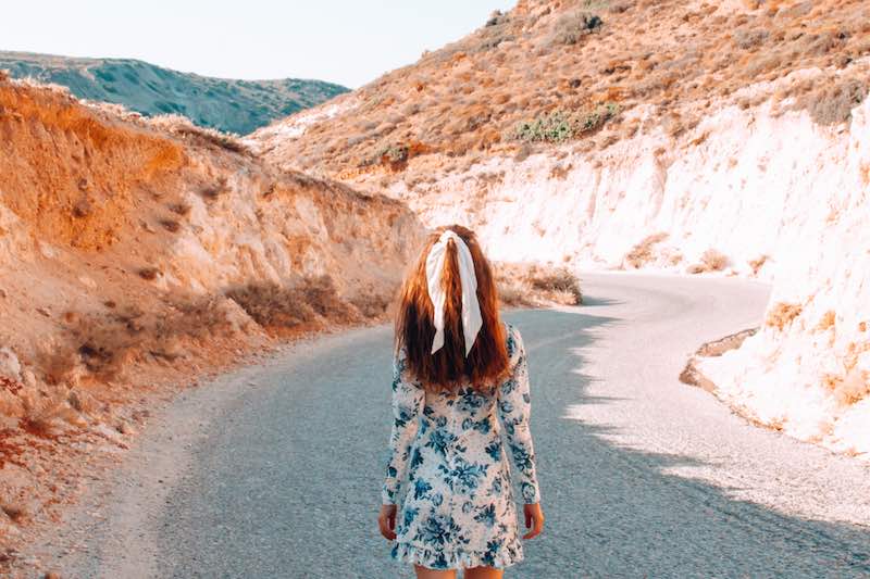 the author using a hiking app while exploring a location