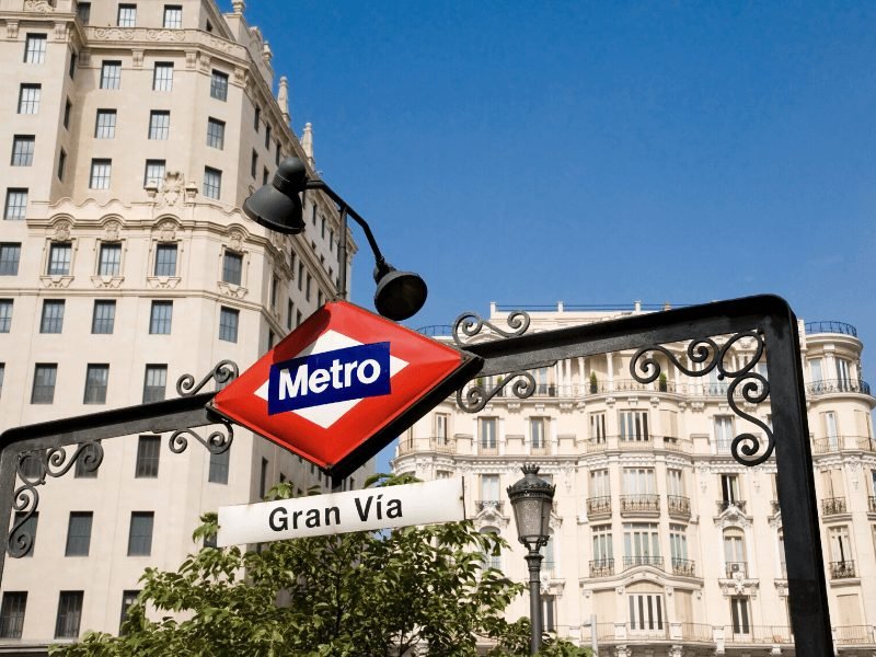 gran via metro stop in madrid in the central city center