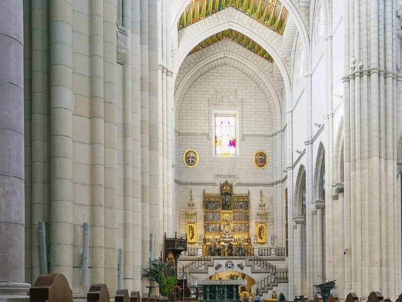 white interior of the almudena cathedral a must visit on a weekend in madrid itinerary