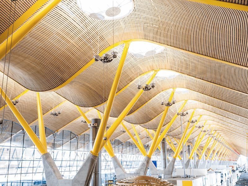 the ceiling of terminal 4 in madrid barajas airport