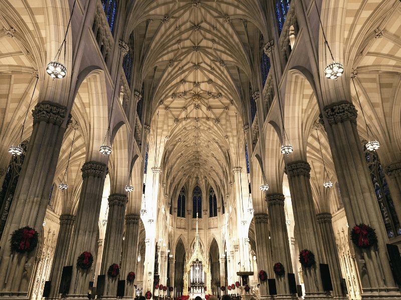 the ornate interior of st patricks cathedral in new york city