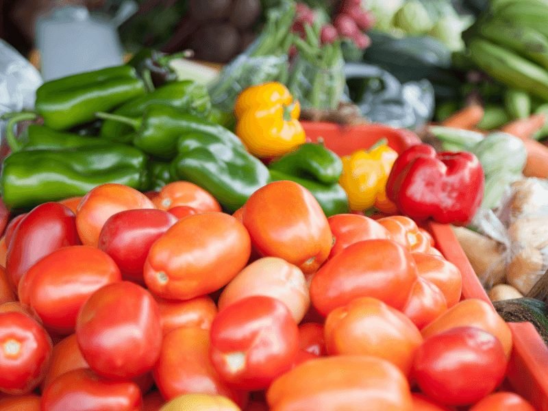 vegetables like tomatoes at one of the markets in san ignacio