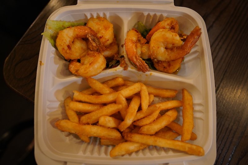 sams kitchen garlic shrimp and fries