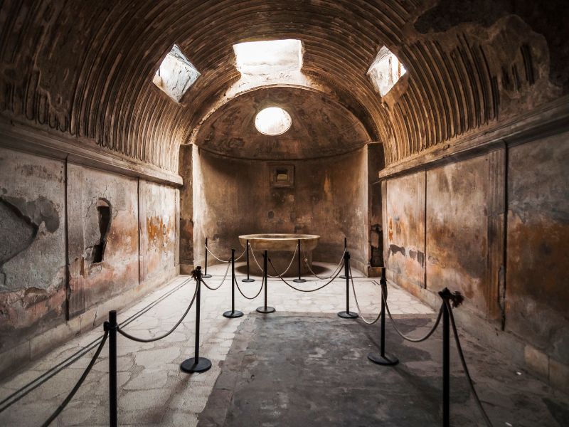 baths in Pompeii is one of the few covered sites