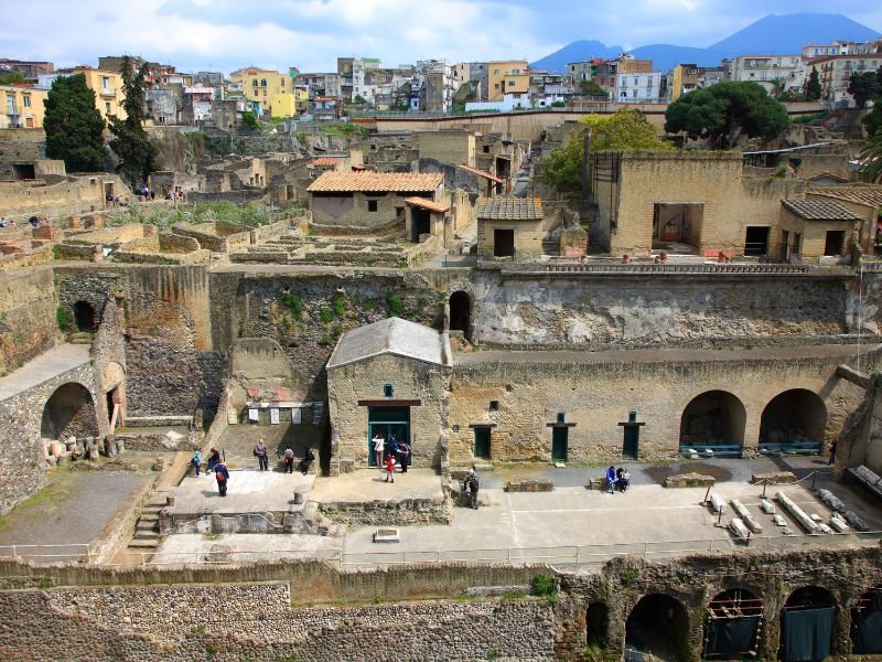 The ancient historical site of Herculaneum which is remarkably well preserved despite the millennia that have passed. You can see the ancient structures and it looks like a real city, not a ruin.