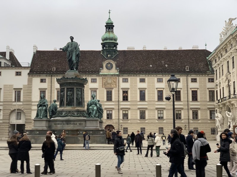 people in front of the kaiser apartments part of the hofburg complex