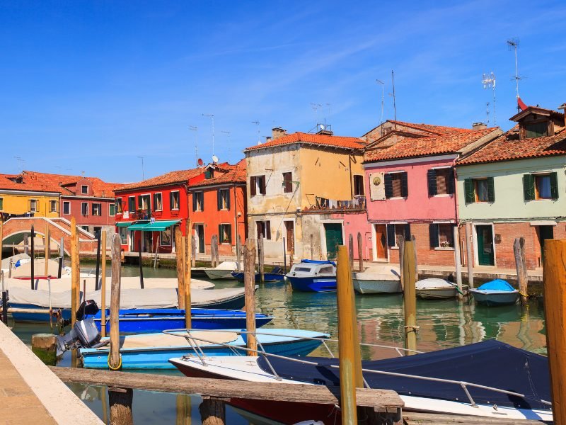 the colorful houses of burano near venice all painted in different colors