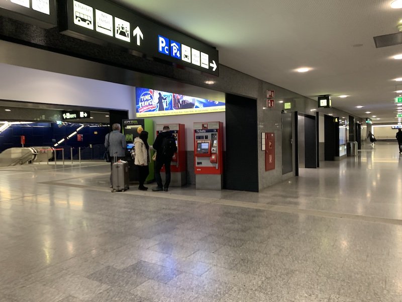 Scene in Vienna's public transportation system leaving from the airport