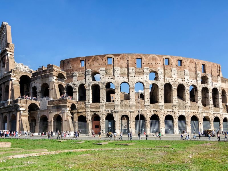 View of the Colosseum in Rome, Italy, an ancient Roman amphitheater