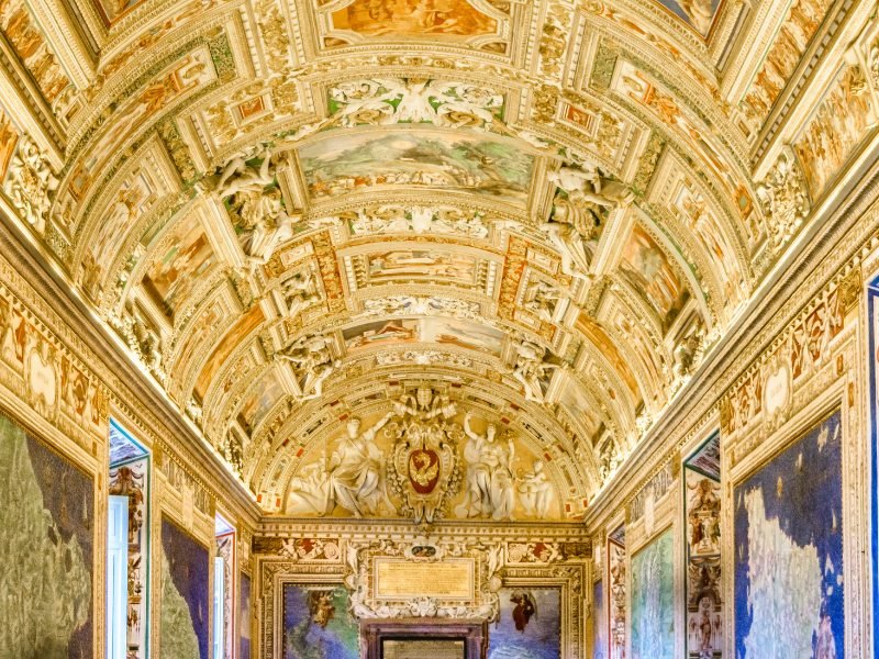 ornate artwork in the map room as you make your way to the sistine chapel