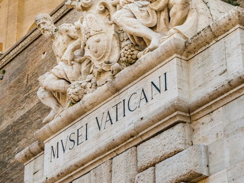 The Vatican Museums sign for entry into this famous historical building