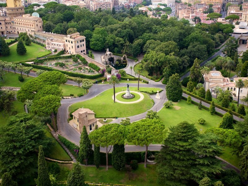 vatican gardens as seen from above in the st peters basilica dome