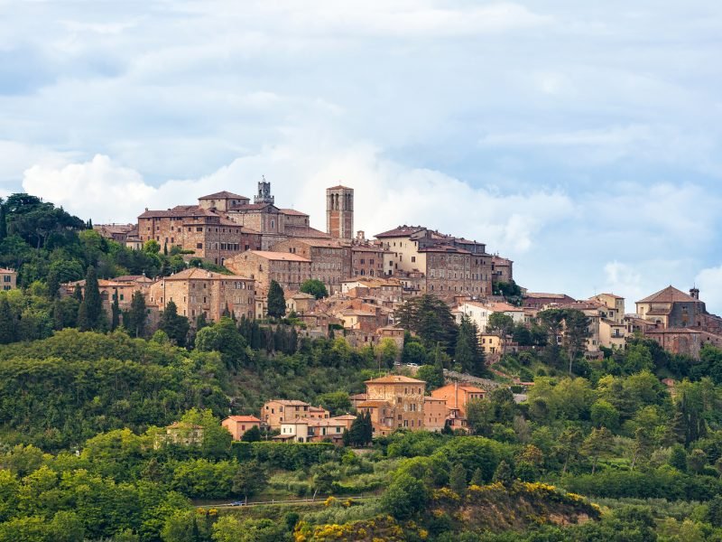 the hill town of montepulciano in Tuscany, a popular wine destination day trip from Rome 