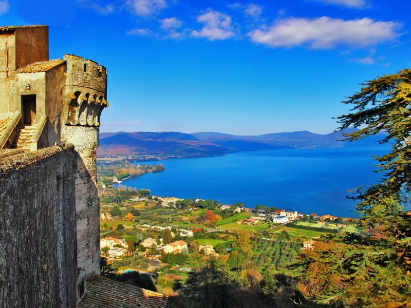 View from one of the towns around Rome with lake in the background