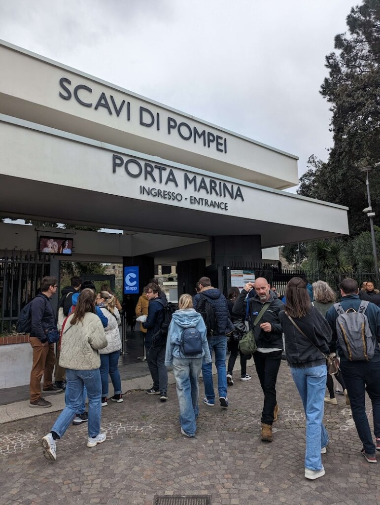 Entrance to the Pompeii ruins; the bus station is nearby here