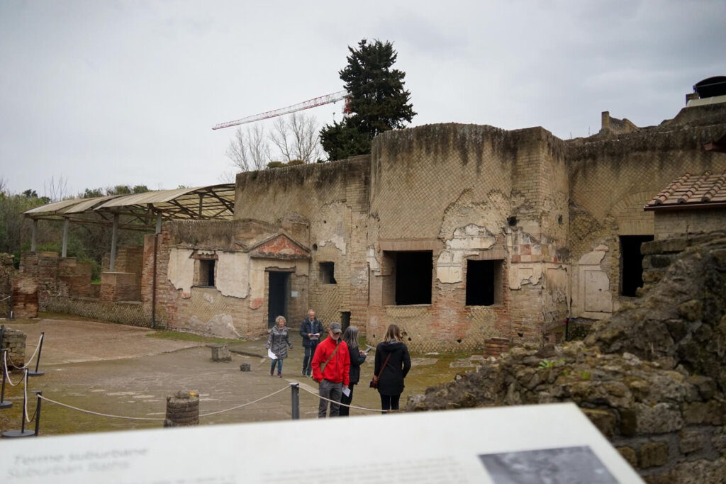 Pompeii with placard