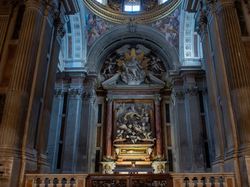 chapel with murals and frescoes in florence Italy in winter