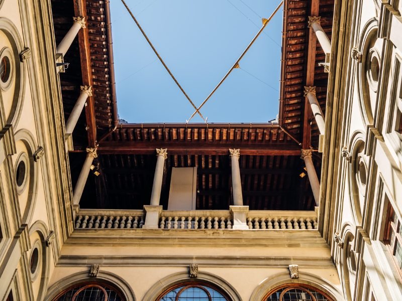 inside palazzo strozzi in florence in winter