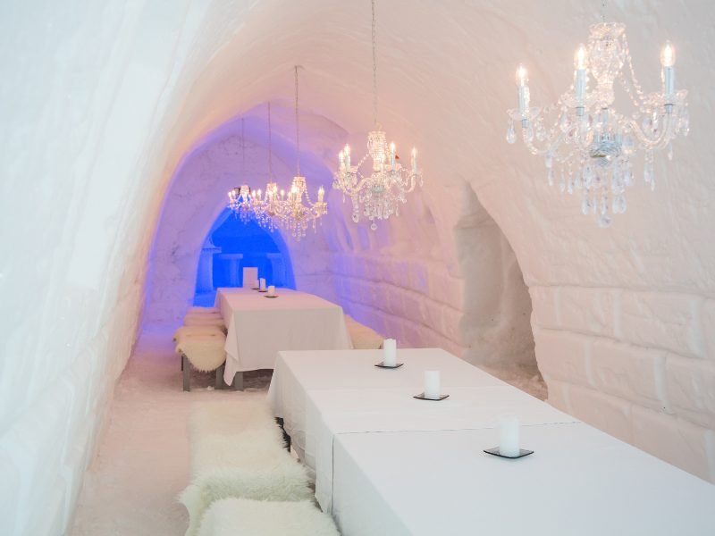view of the interior of a snow hotel