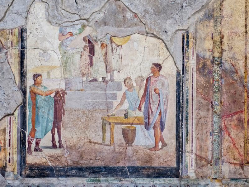 fresco painted in pompeii villa with beautiful color preserved