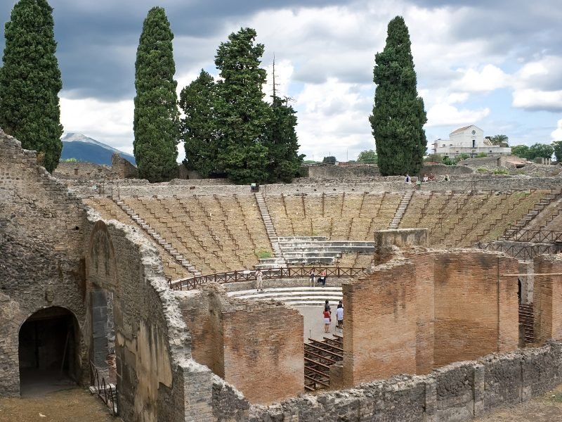 the ruins of pompeii theater in decay