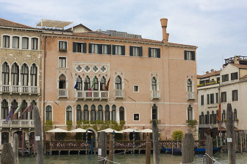 The exterior of the palatial-style Ca Segredo in Venice, a famous hotel in the main area of Venice