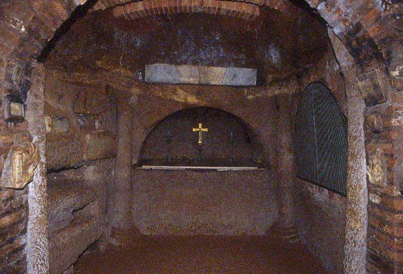 view of the catacombs of st Agnes with brick detail and other decorative elements