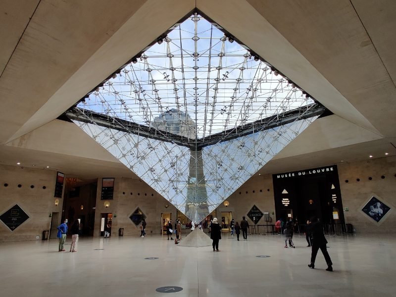 visiting the louvre with the glass pyramid that inverts into the floor