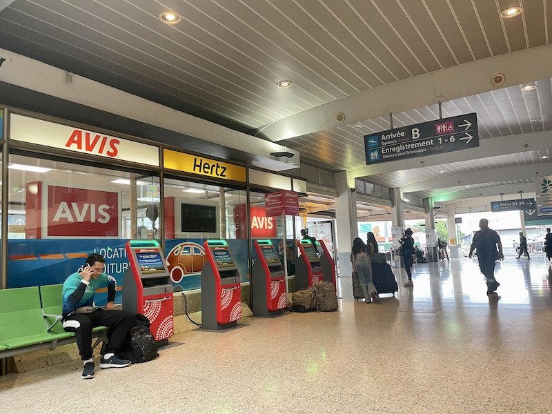 Rental car area at the International Airport in Tahiti