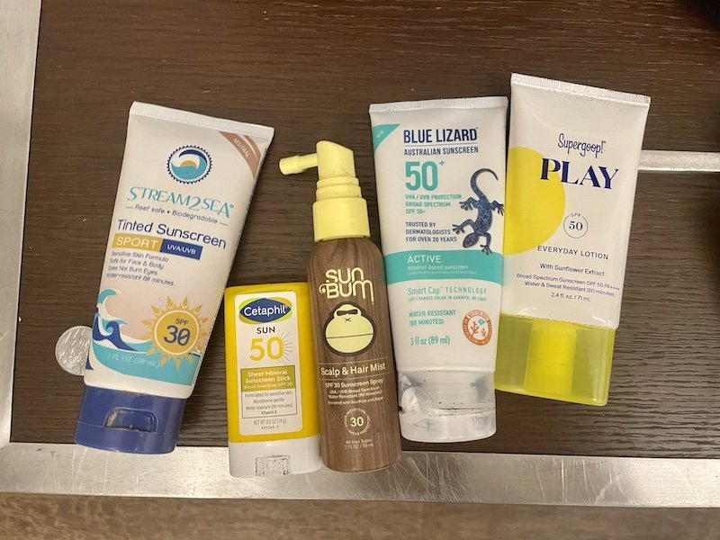 A selection of reef-safe sunscreens