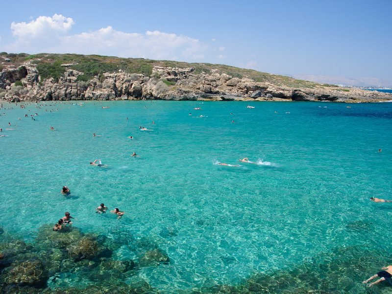 Extremely clear blue water in a bay close to Noto and Lido di Noto on the Sicilian coastline