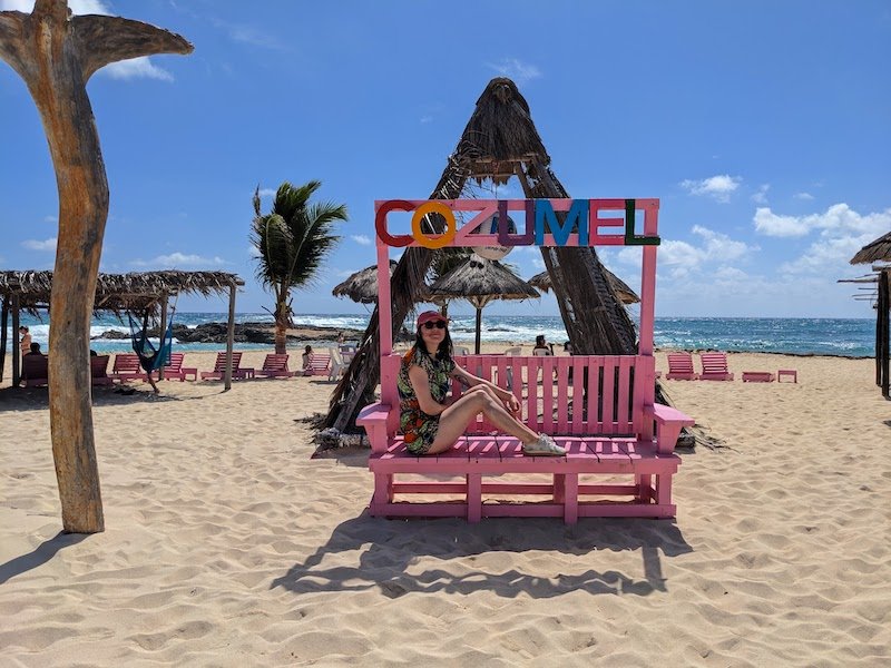 Allison on the beach in Cozumel