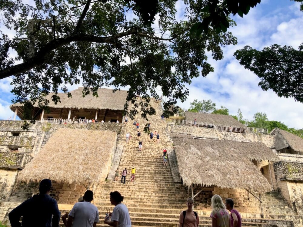 The ancient Mayan city of Ek Balam with its pyramid that you can climb