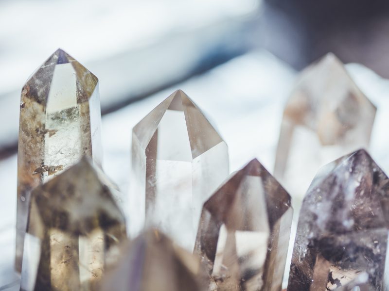 White-clear quartz crystals in a museum in Chamonix