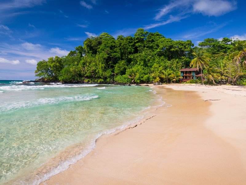 red frog beach in bocas del toro in bastimentos island