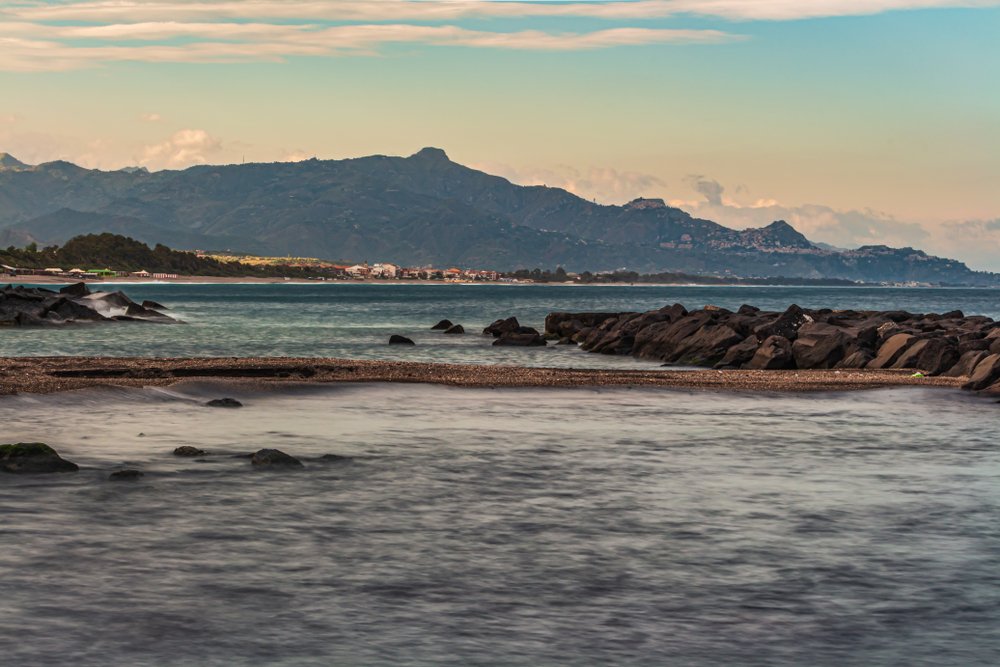 Coast of the gulf of Riposto with the Fondachello village of Mascali
