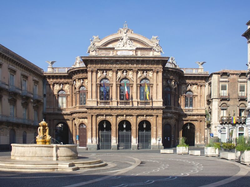 The famous opera house of Teatro Massimo Bellini in the center of Catania, Sicily