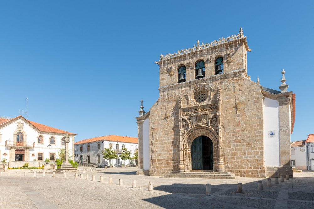 Parish church in the main square of the town of Vila Nova de Foz Coa, Portugal
