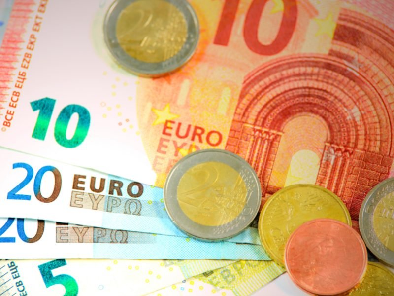 euro bills and coins