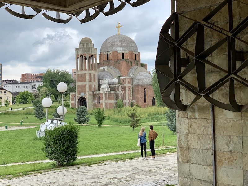 An old Serbian church that is not used any more in the center of Pristina next to the National Library