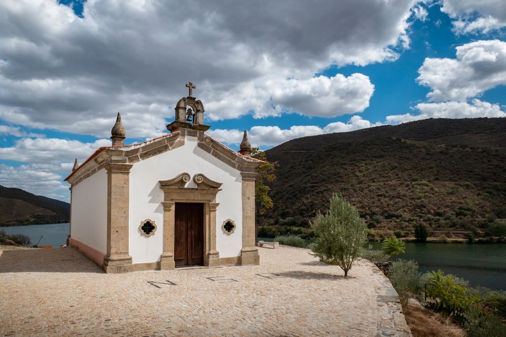 small chapel overlooking the douro river at the castle of carrazeda de ansiaes