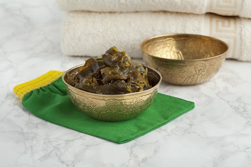 The traditional black soap used for Moroccan hammam experience