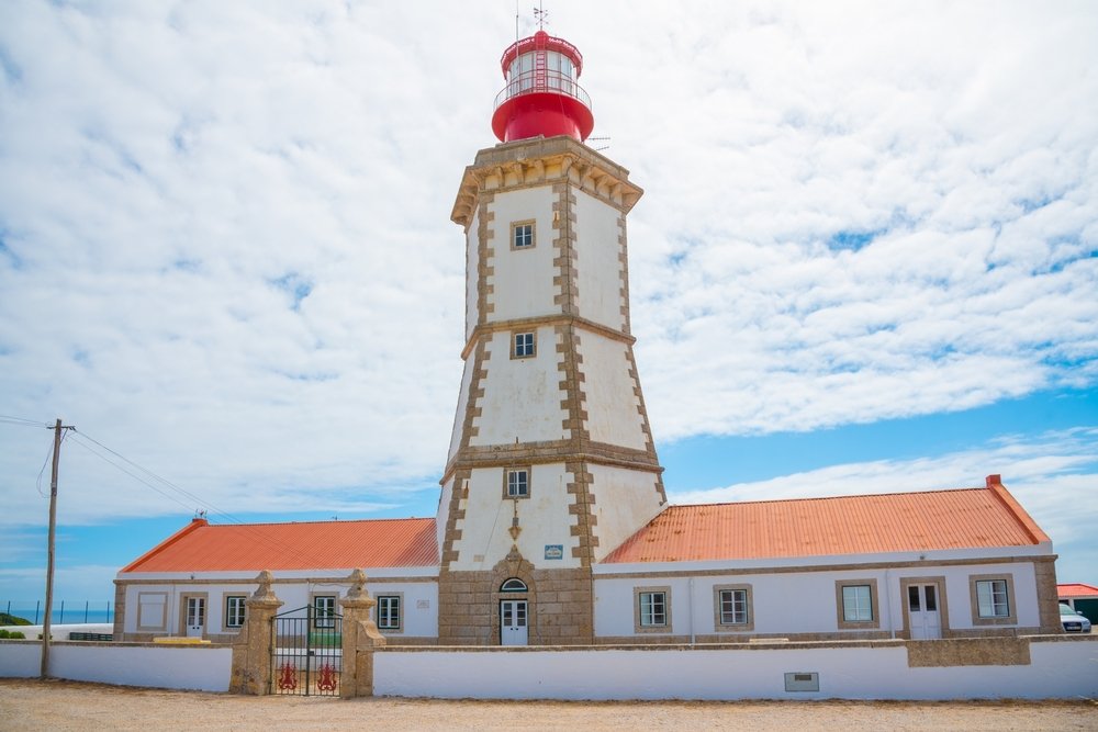 Near view of a lighthouse named Cabo Espichel at Portugal